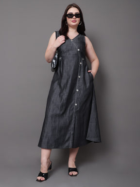 Charcoal Wrap Denim Dress