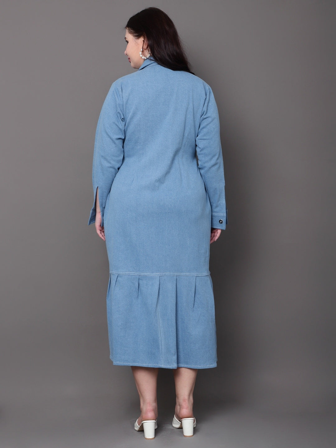 Street Blue Denim Shirt Dress