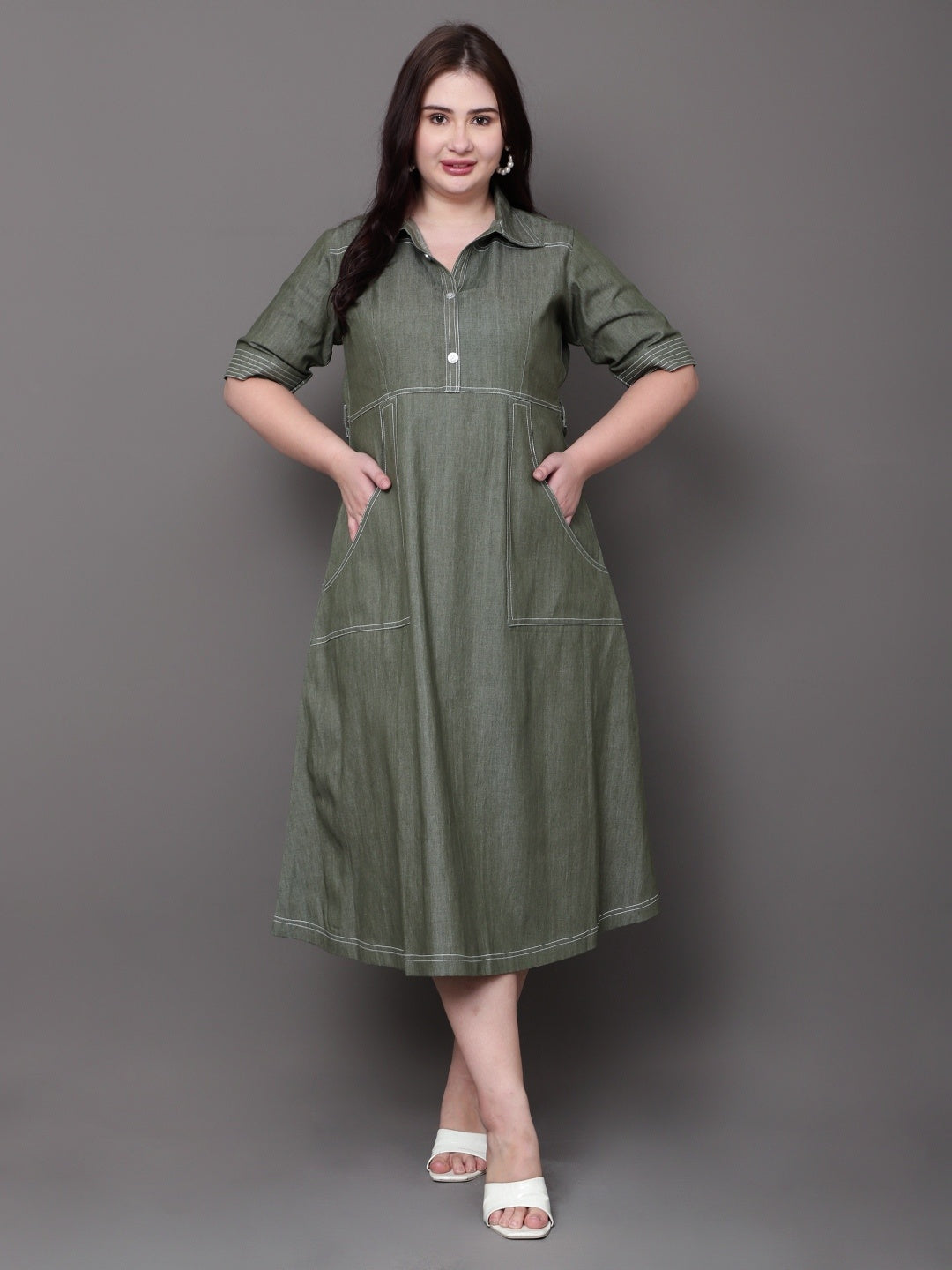 Muse Olive Midi Dress