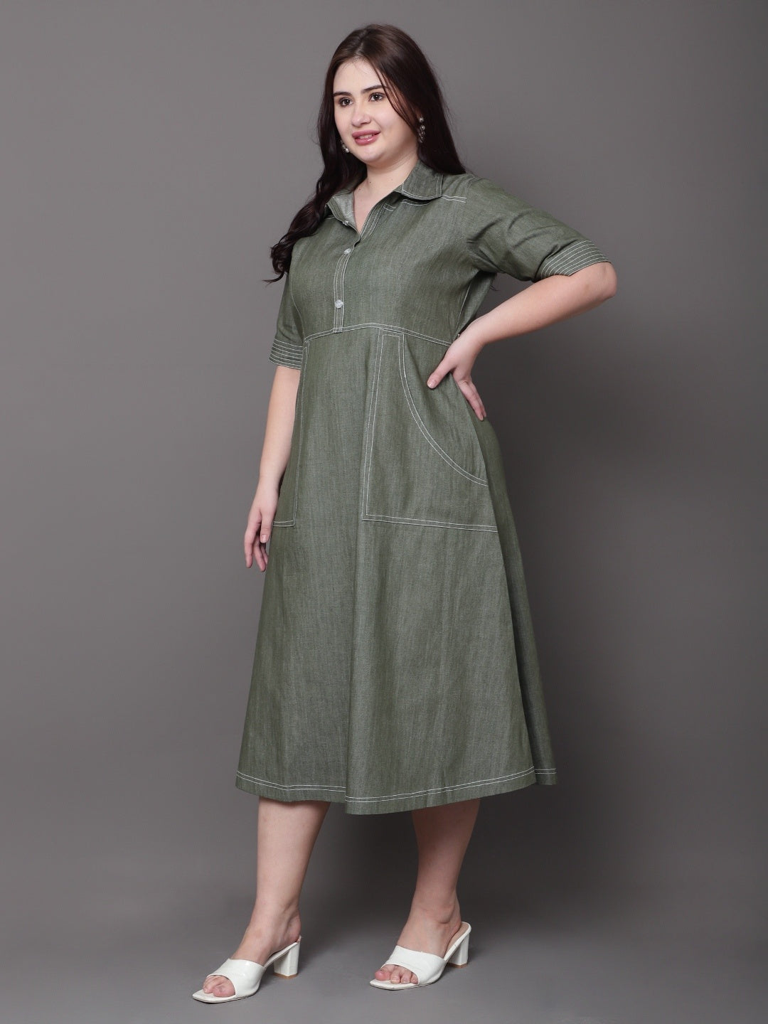 Muse Olive Midi Dress