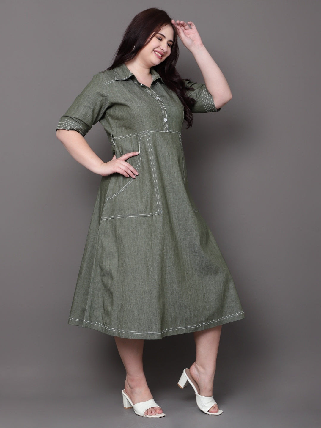 Muse Olive Midi Dress