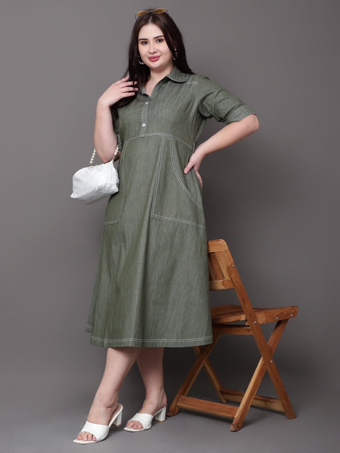 Muse Olive Midi Dress