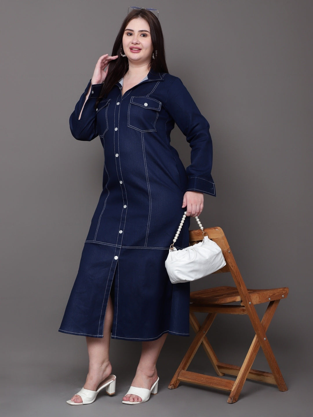 Indigo Denim Shirt Dress