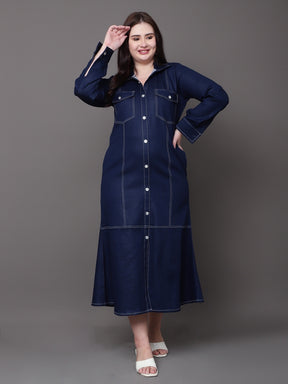 Indigo Denim Shirt Dress