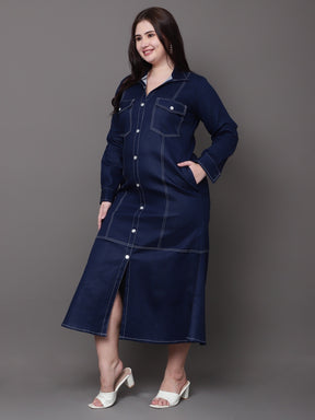 Indigo Denim Shirt Dress