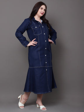 Indigo Denim Shirt Dress