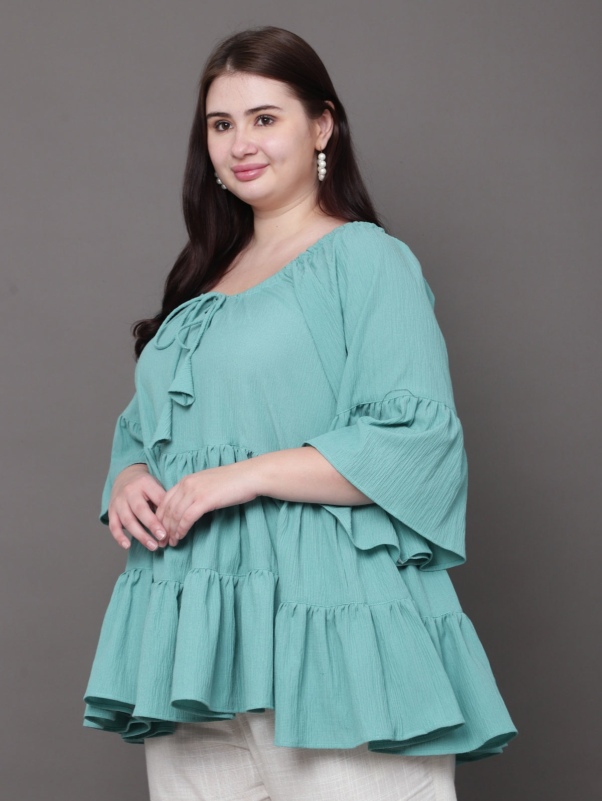 Seafoam Ruffle Top