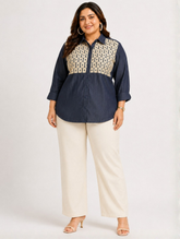 Navy Motif Denim Shirt