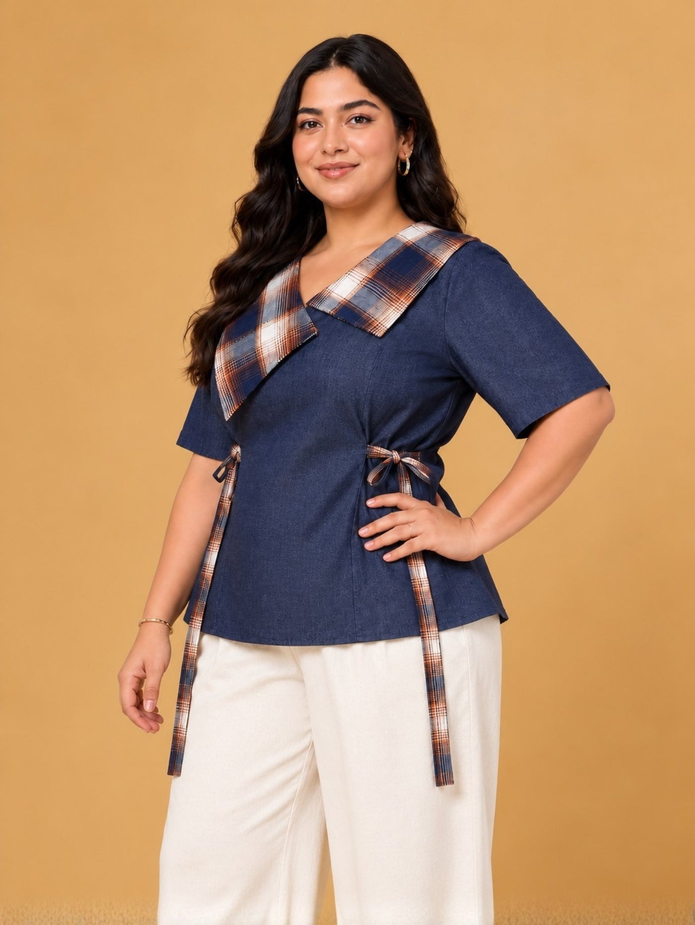 Denim Chic Tie-Up Top