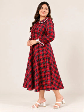 Redline Plaid Midi Dress