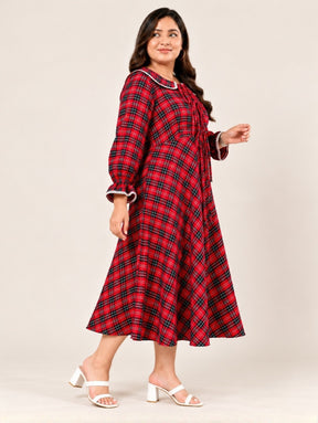 Redline Plaid Midi Dress