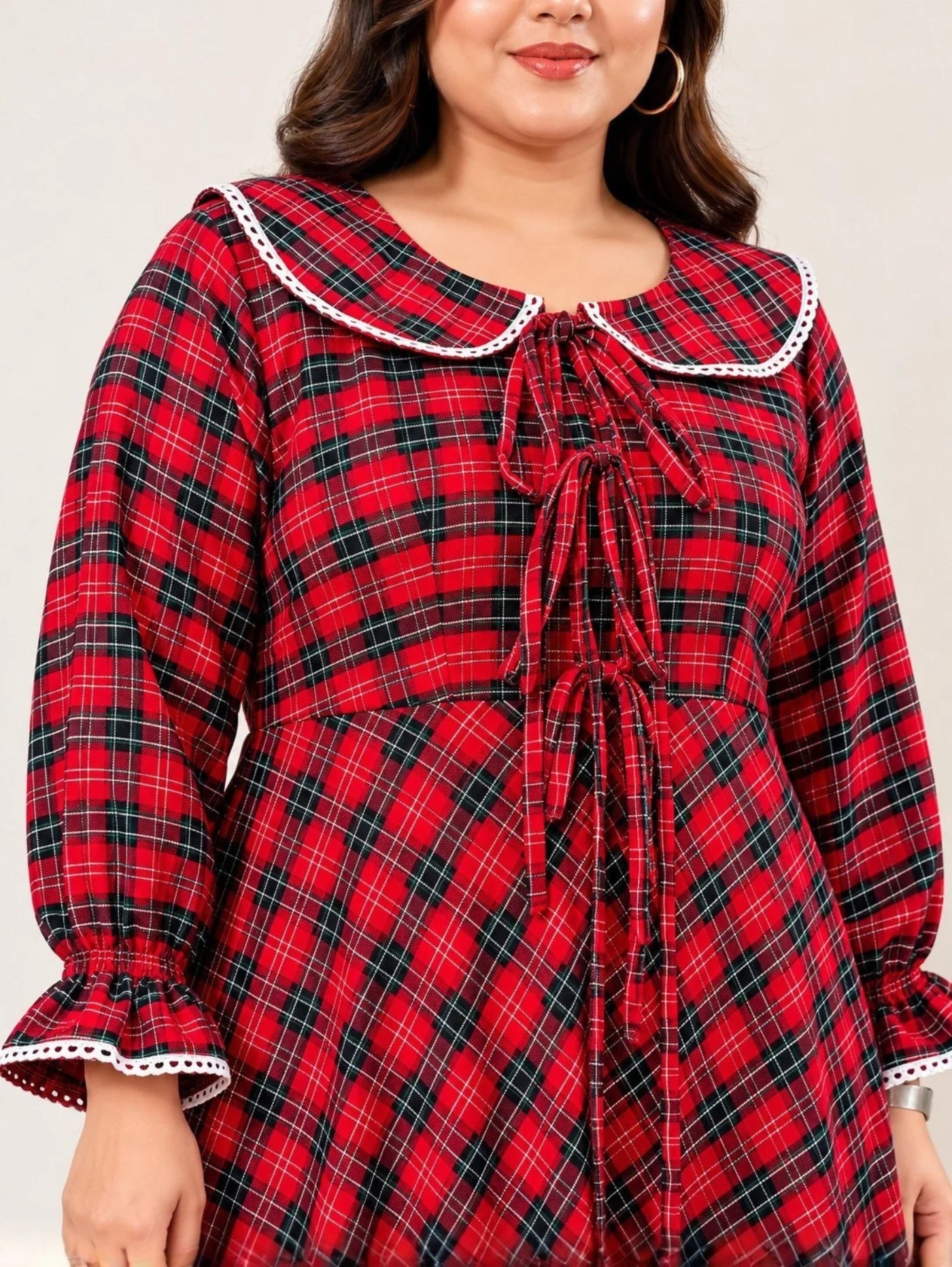Redline Plaid Midi Dress