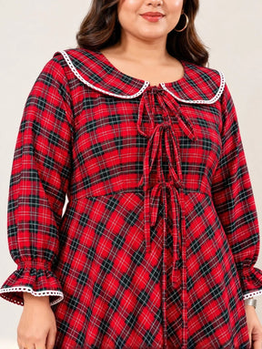 Redline Plaid Midi Dress