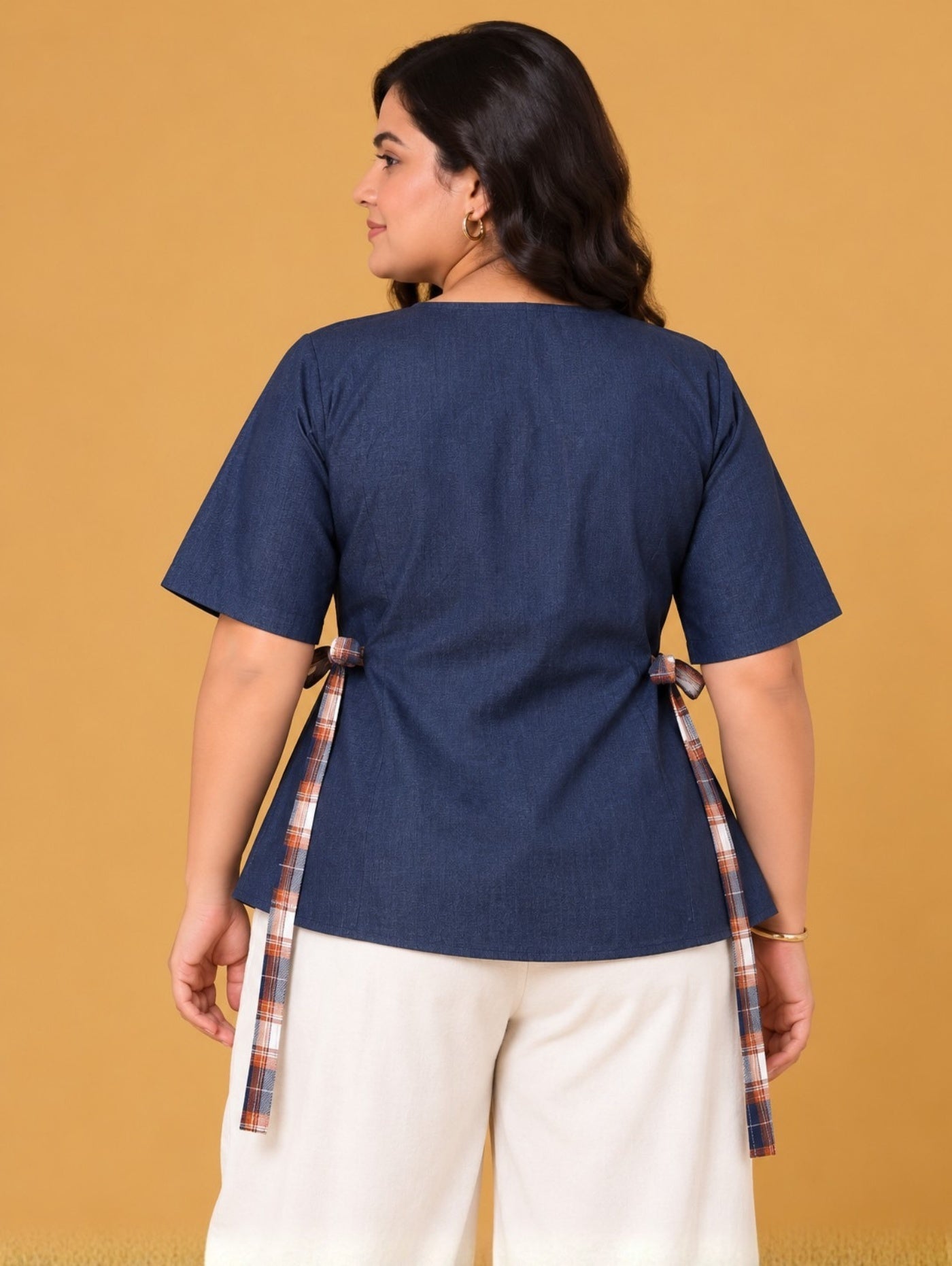 Denim Chic Tie-Up Top