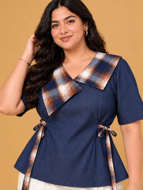 Denim Chic Tie-Up Top
