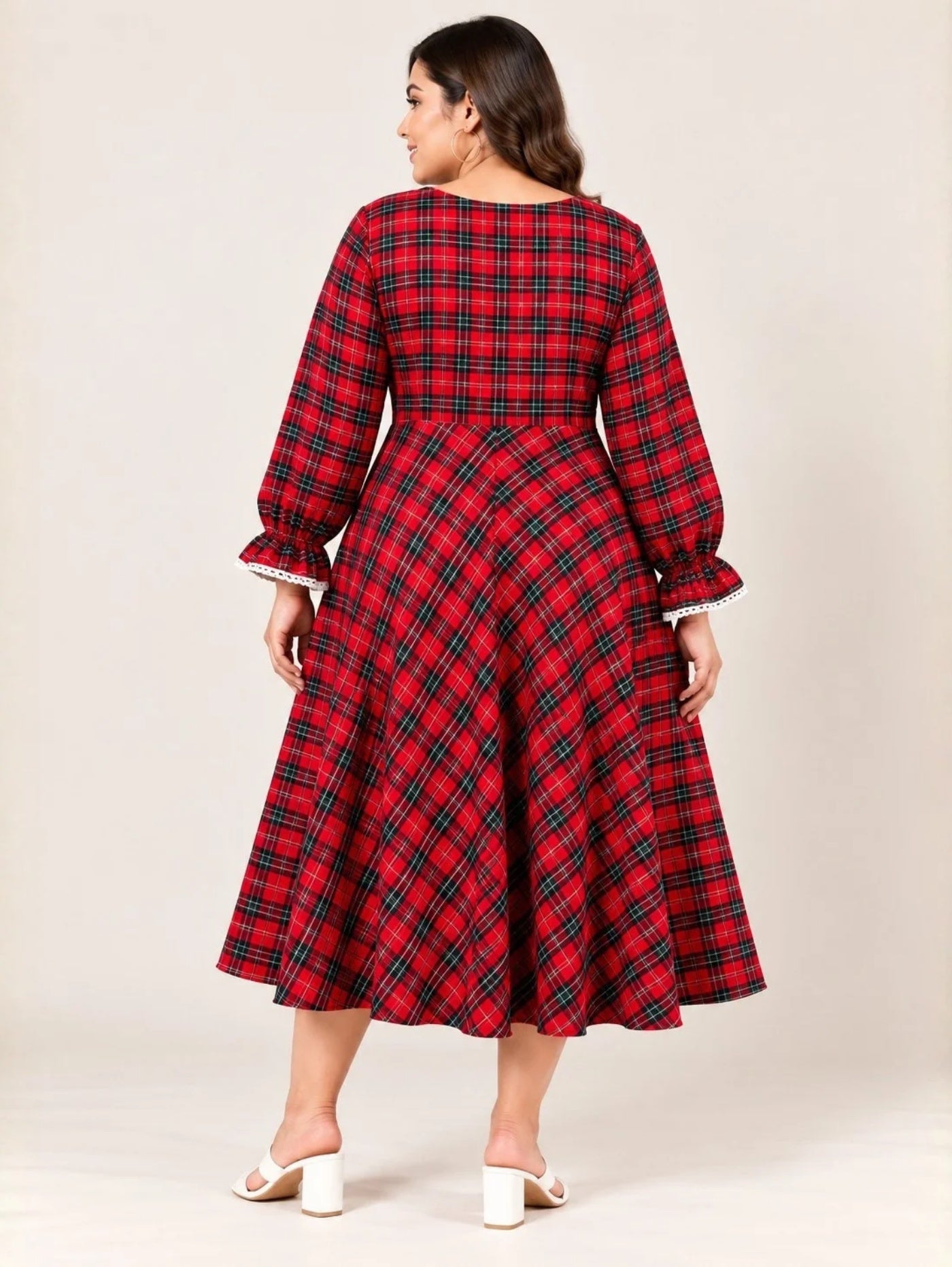 Redline Plaid Midi Dress
