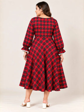Redline Plaid Midi Dress