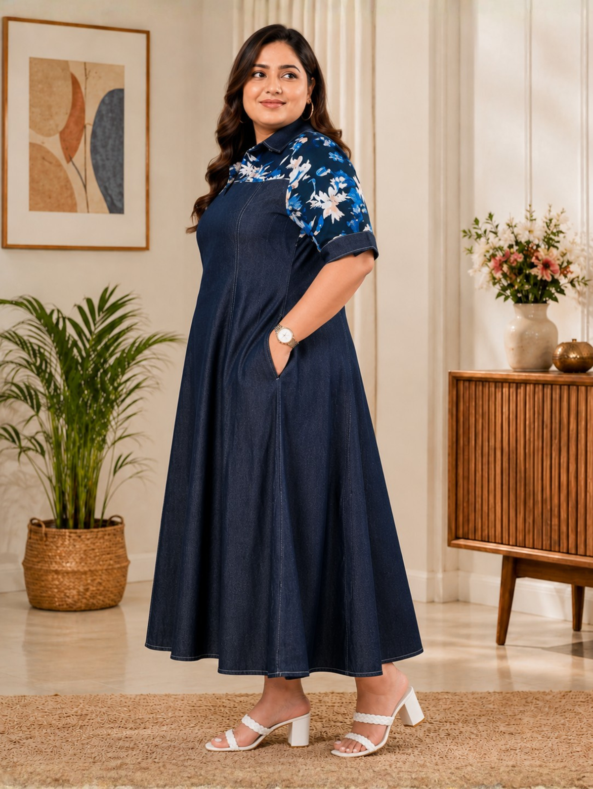 Floral Horizon Denim Dress