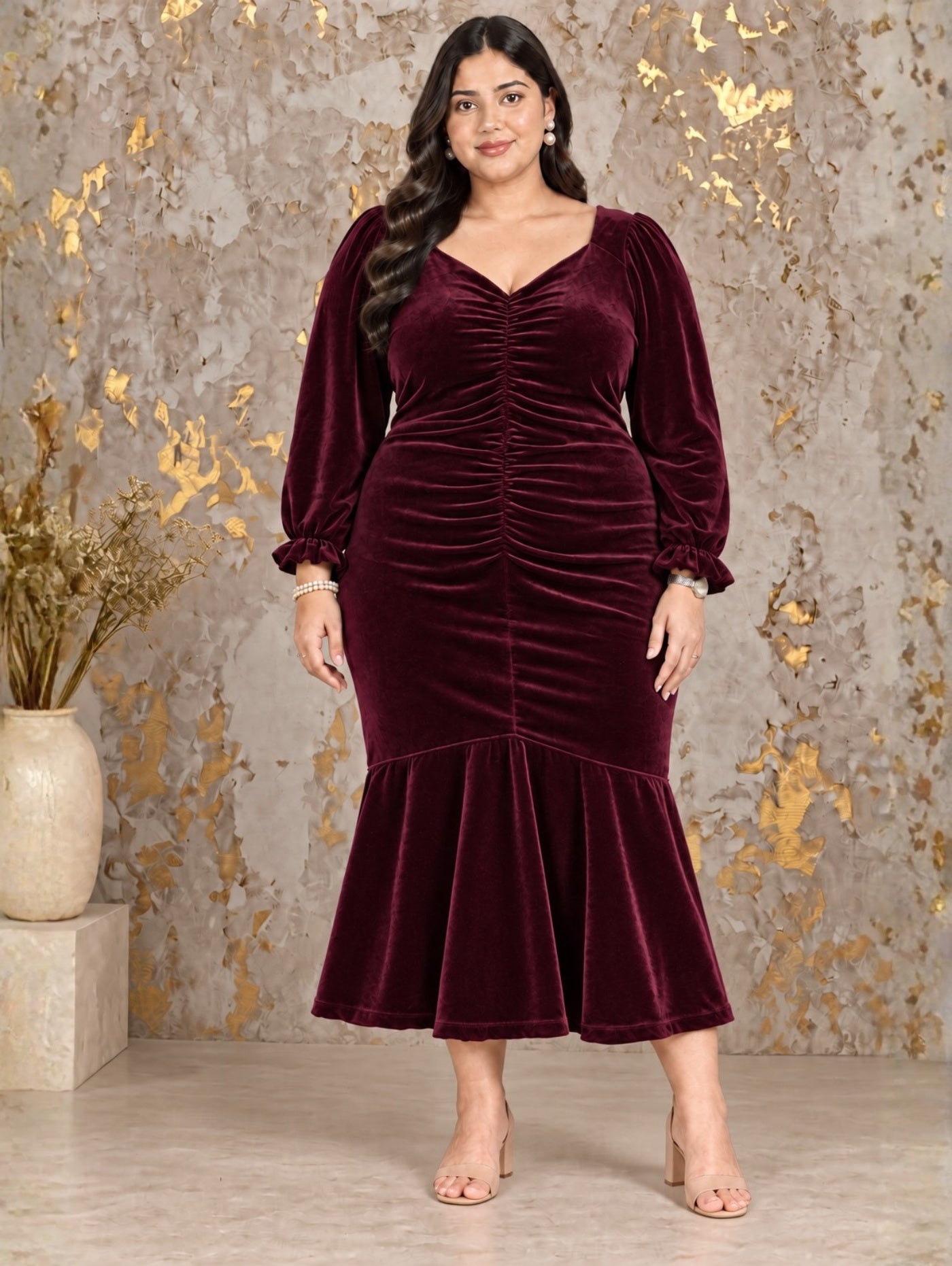 Velvet Ruched Glamour Dress