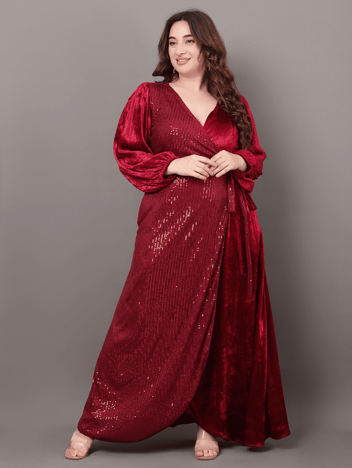 Maroon Luxury Lace Dress