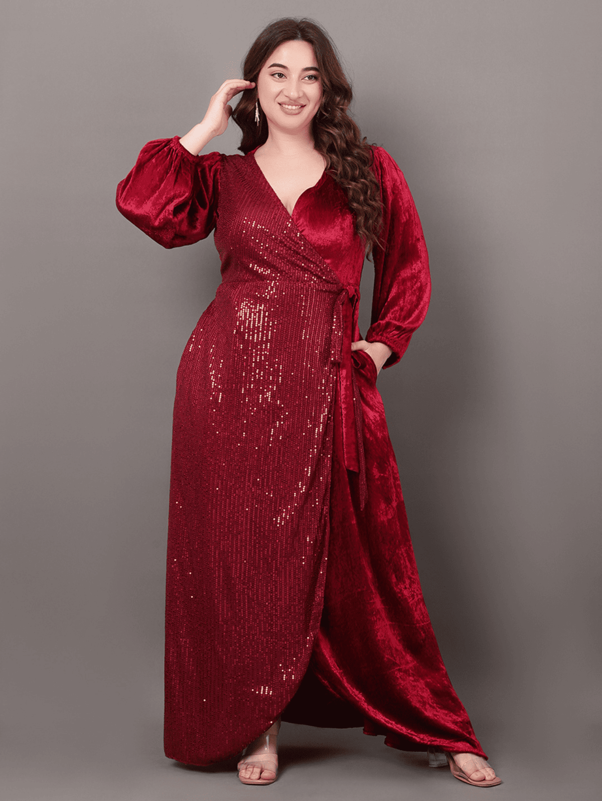 Maroon Luxury Lace Dress