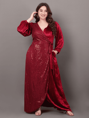Maroon Luxury Lace Dress