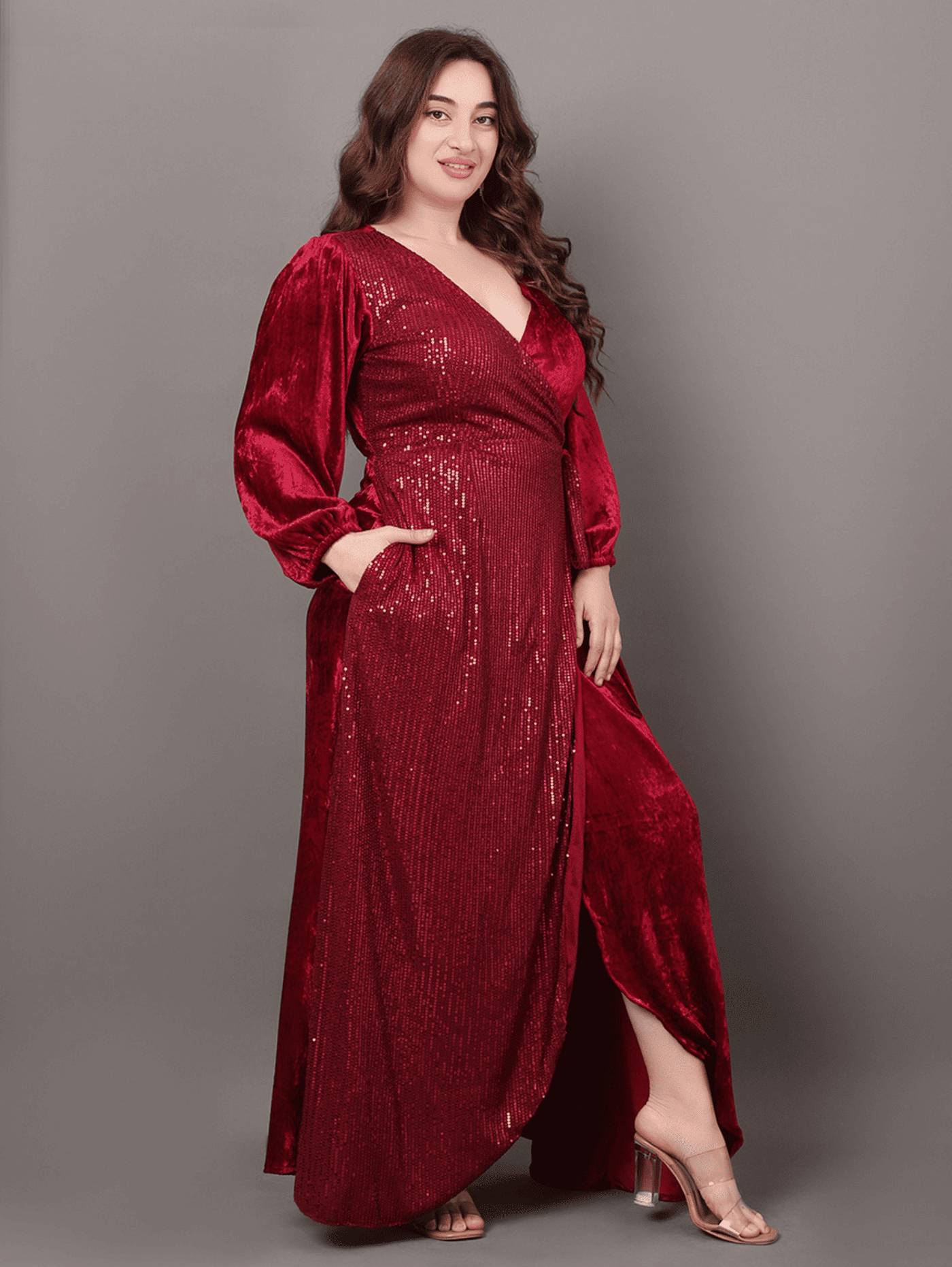 Maroon Luxury Lace Dress