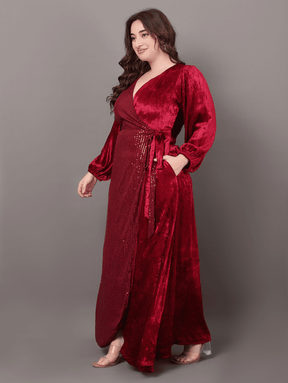 Maroon Luxury Lace Dress