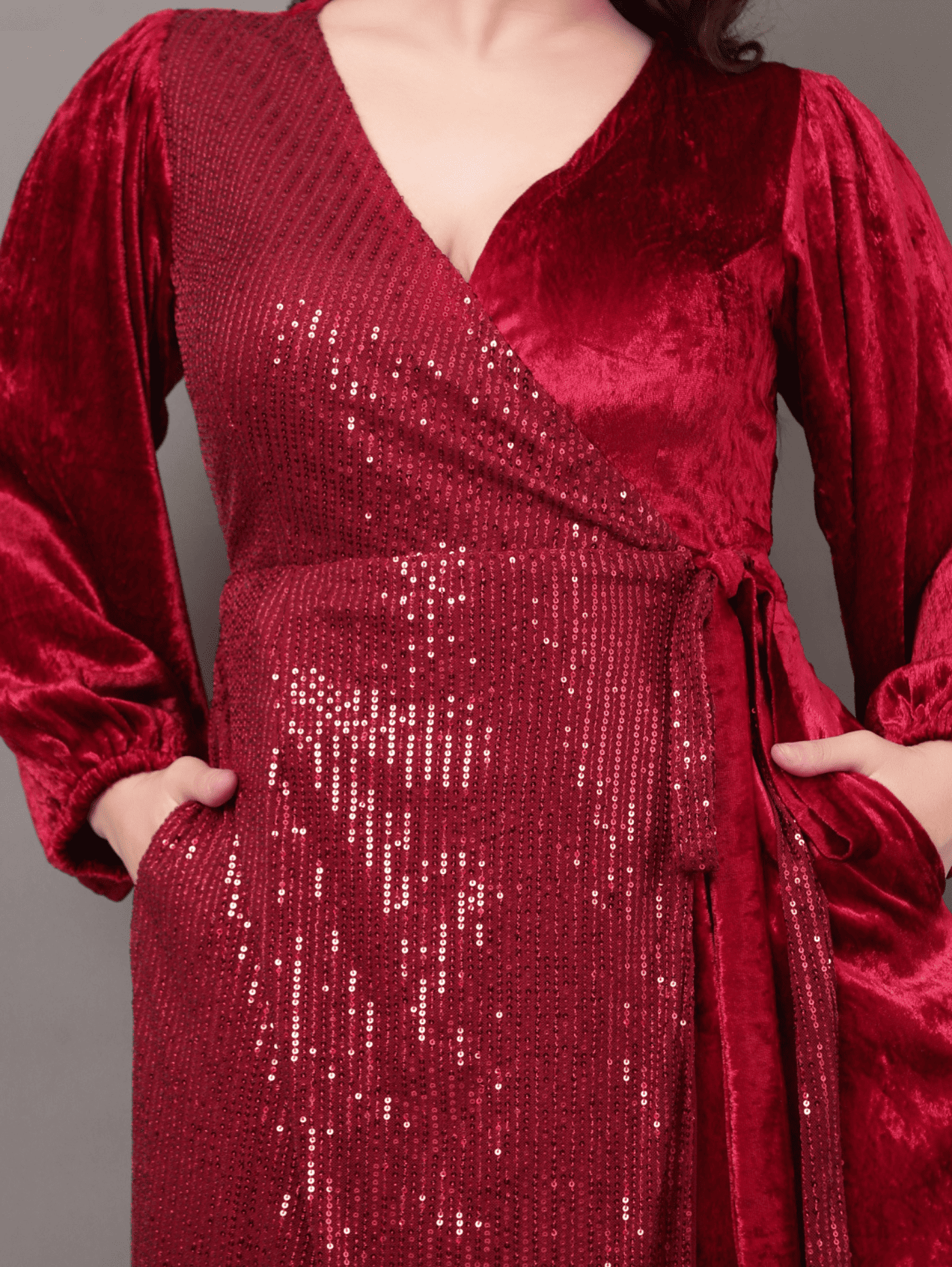 Maroon Luxury Lace Dress