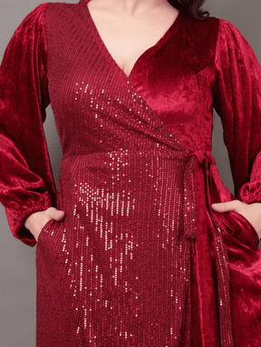 Maroon Luxury Lace Dress