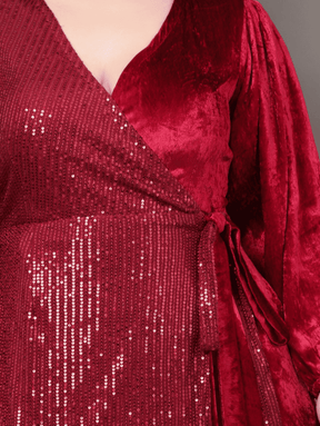 Maroon Luxury Lace Dress