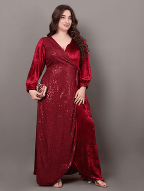 Maroon Luxury Lace Dress