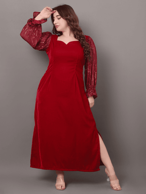 Maroon Starlet Sequins Dress