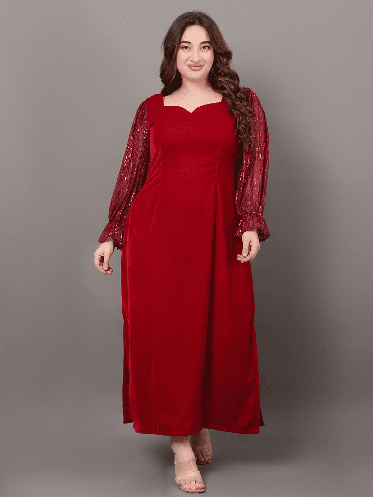 Maroon Starlet Sequins Dress