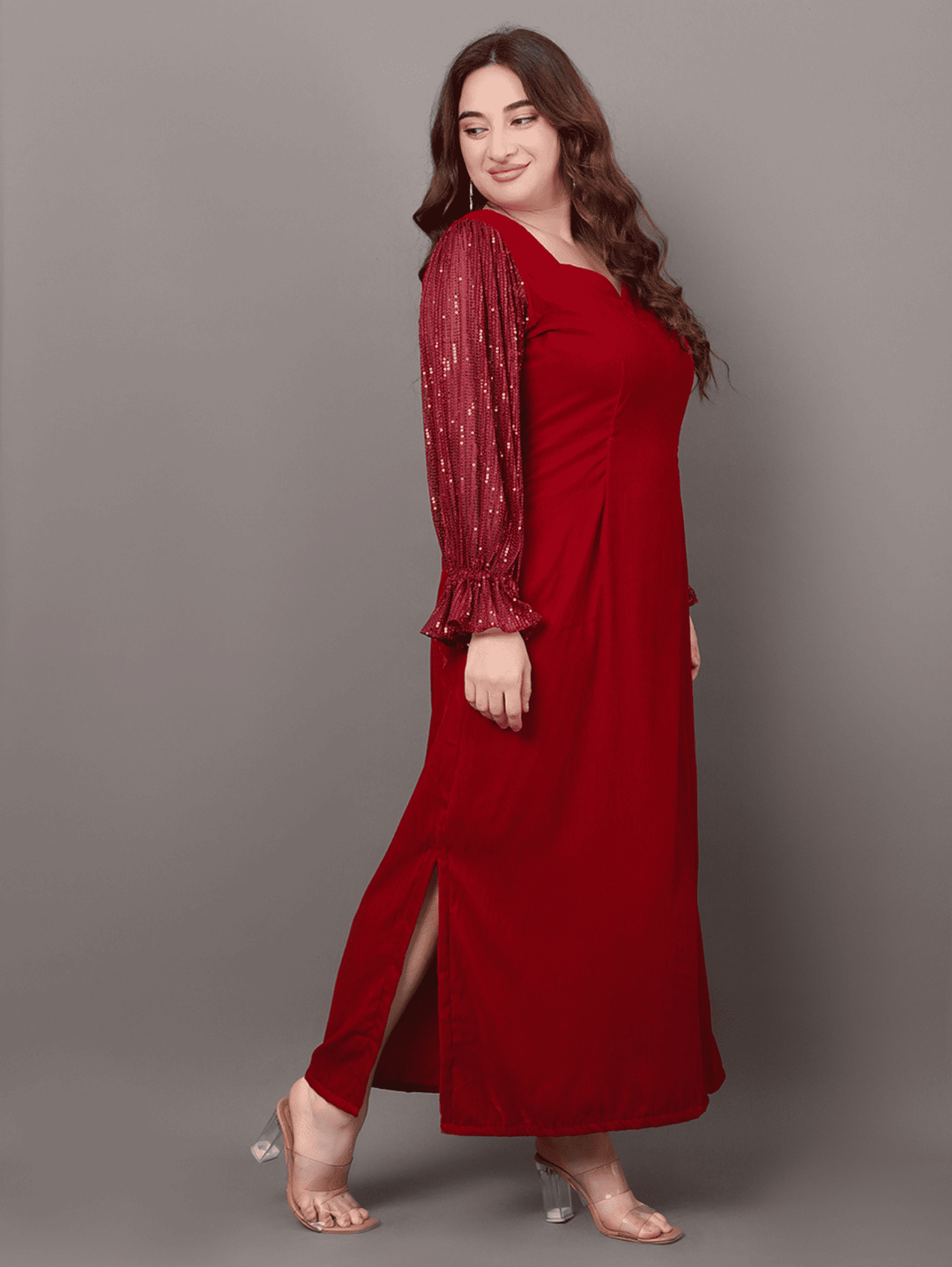 Maroon Starlet Sequins Dress