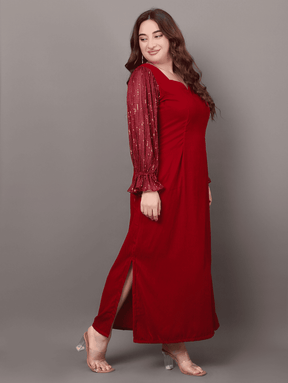 Maroon Starlet Sequins Dress