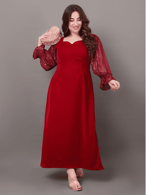 Maroon Starlet Sequins Dress