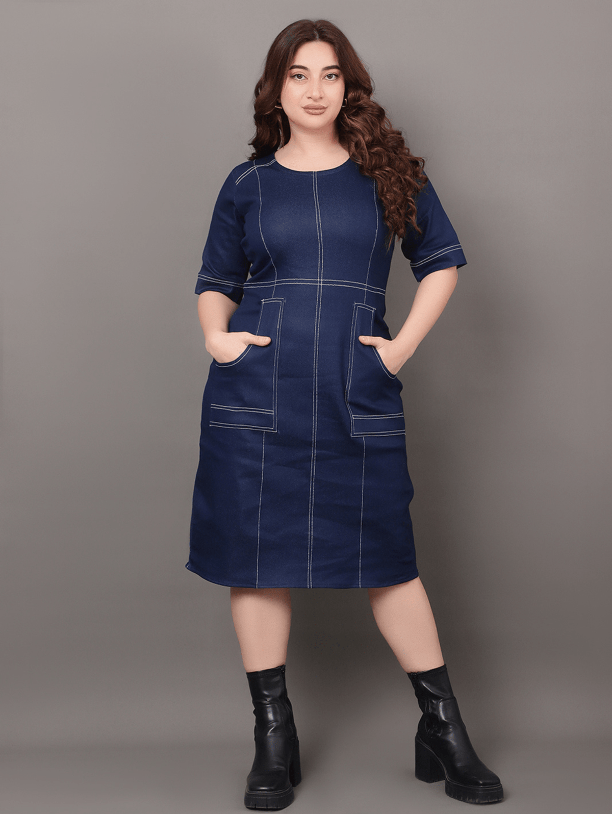 Seamline Denim Dress