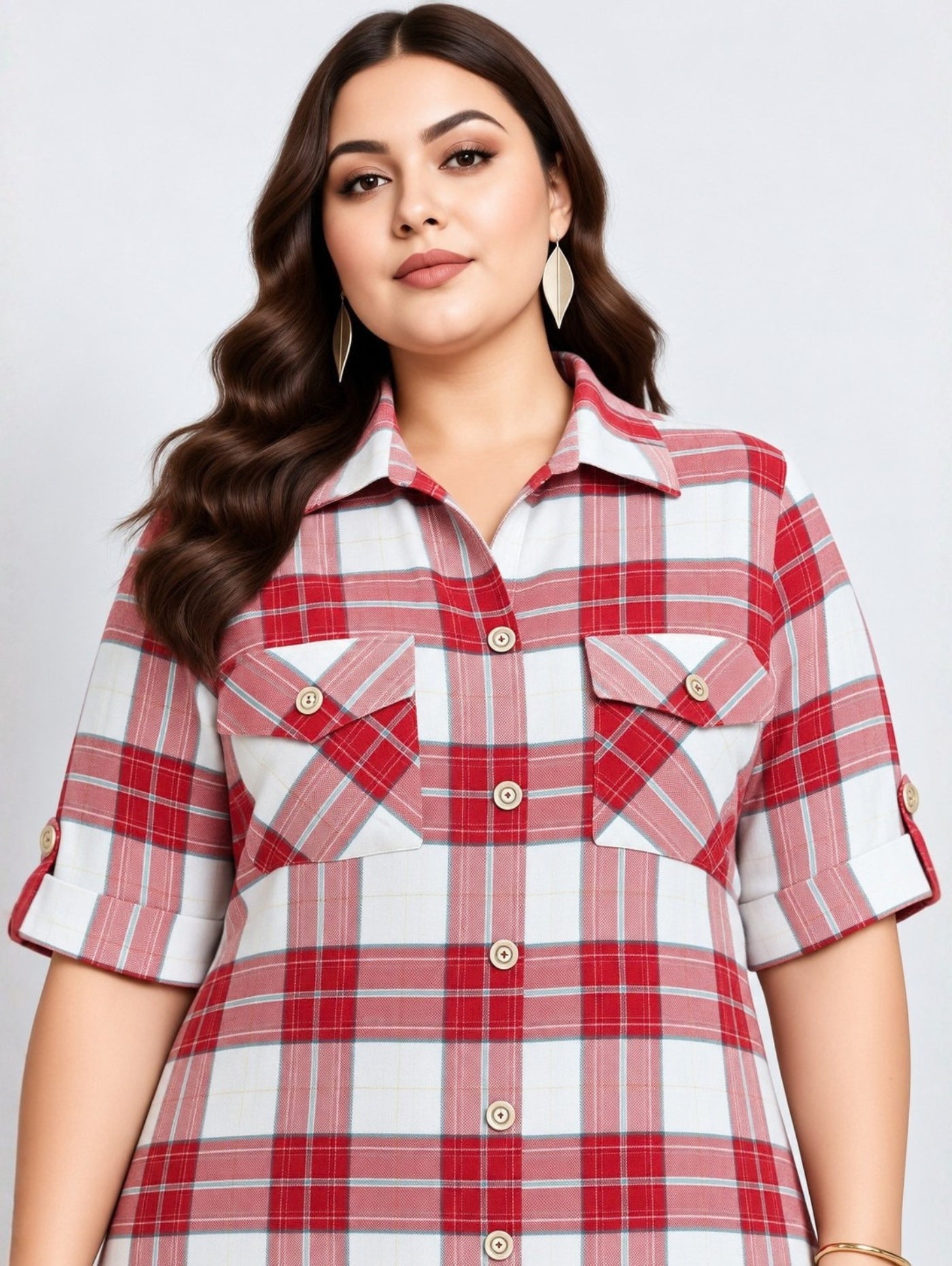 Crimson Checks Midi Dress