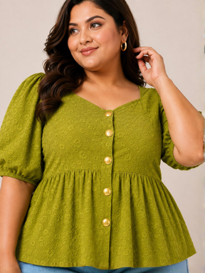 Pistachio Peplum Top