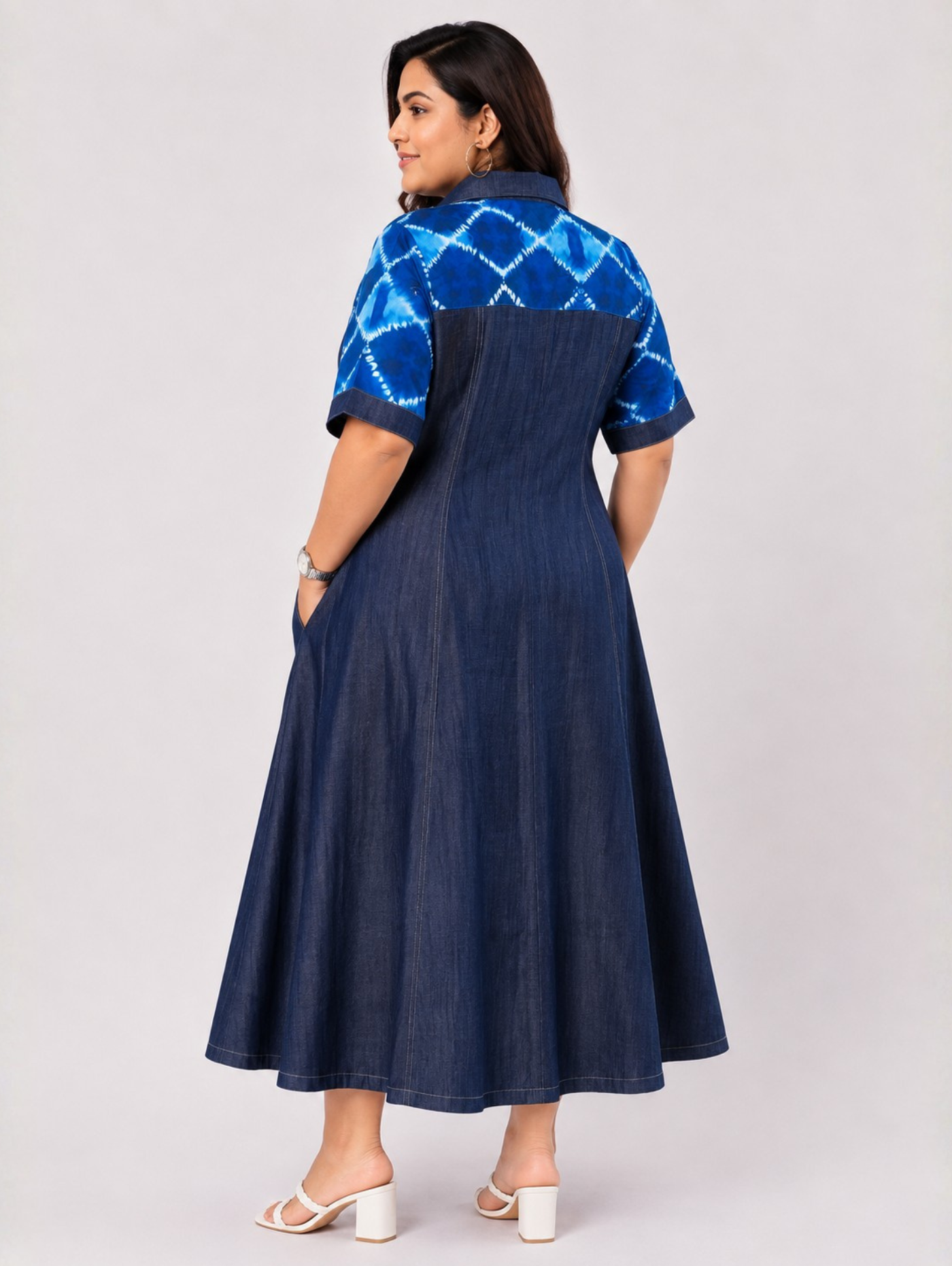 Shibori Drift Denim  Dress