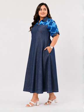 Shibori Drift Denim  Dress