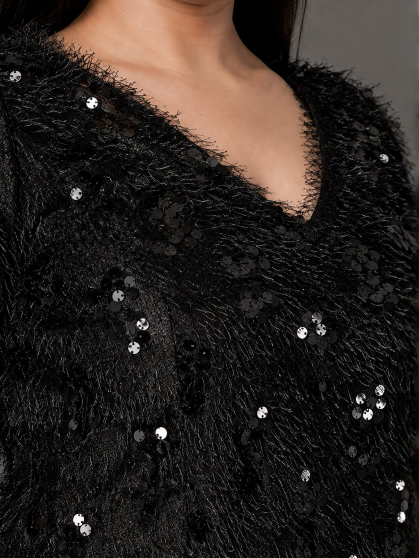 Black Sheen A-Line Party Dress