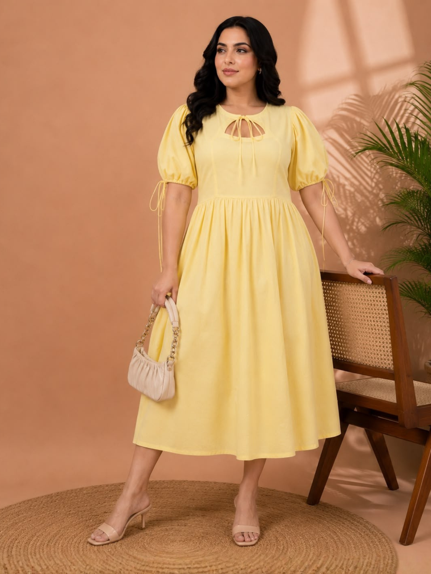 Pastel Yellow Midi Dress
