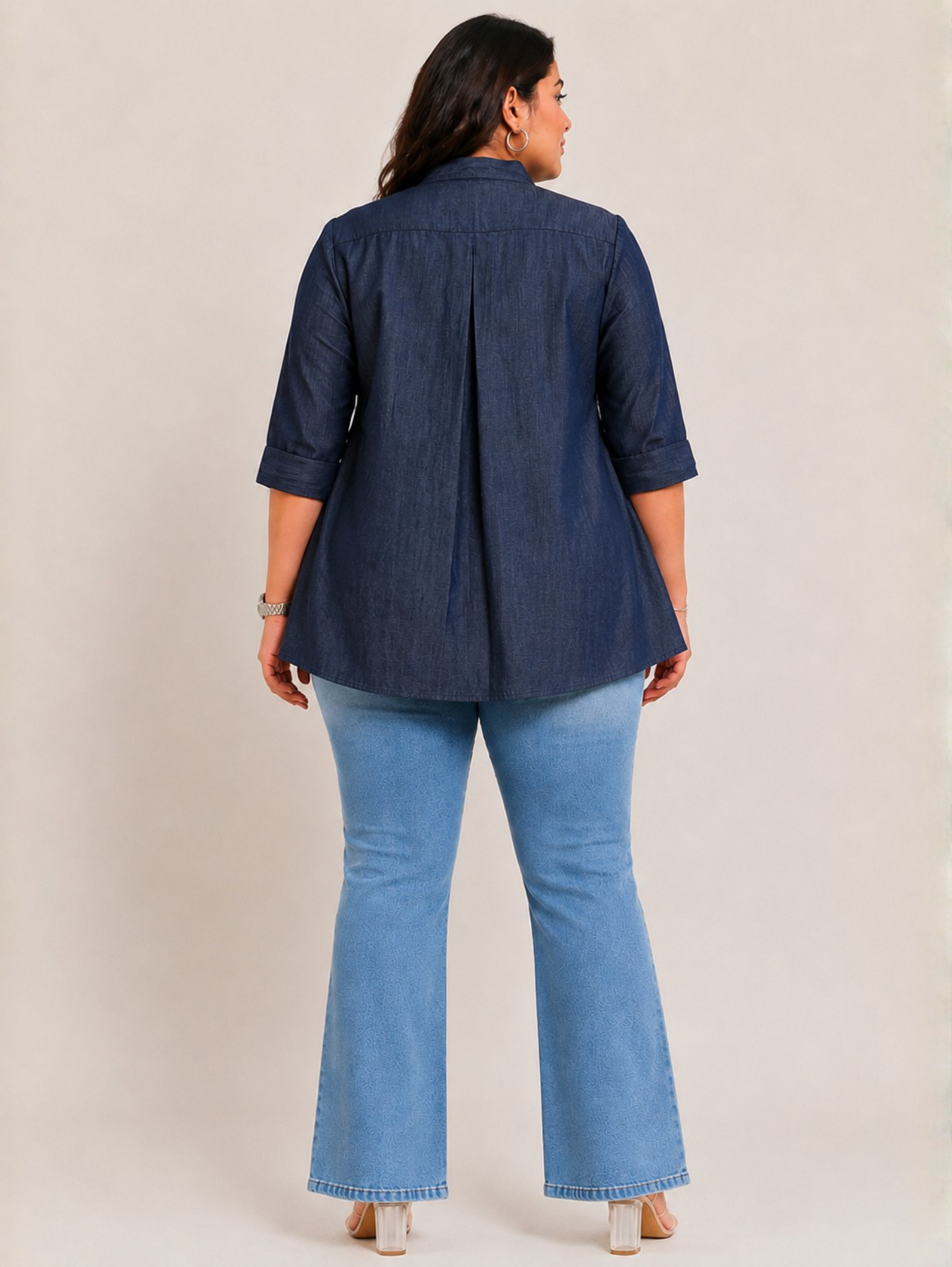 Denim Stripe Flare Top