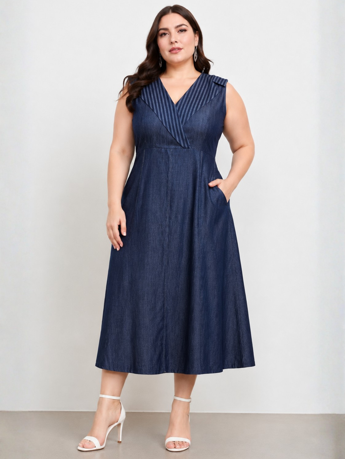 Cascade Curve Denim Dress