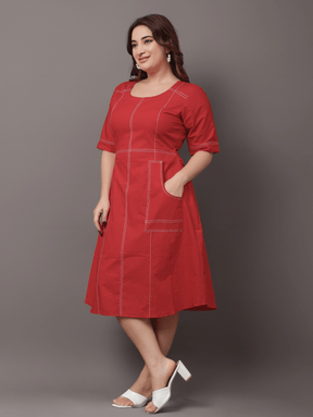 Red Seamline Dress