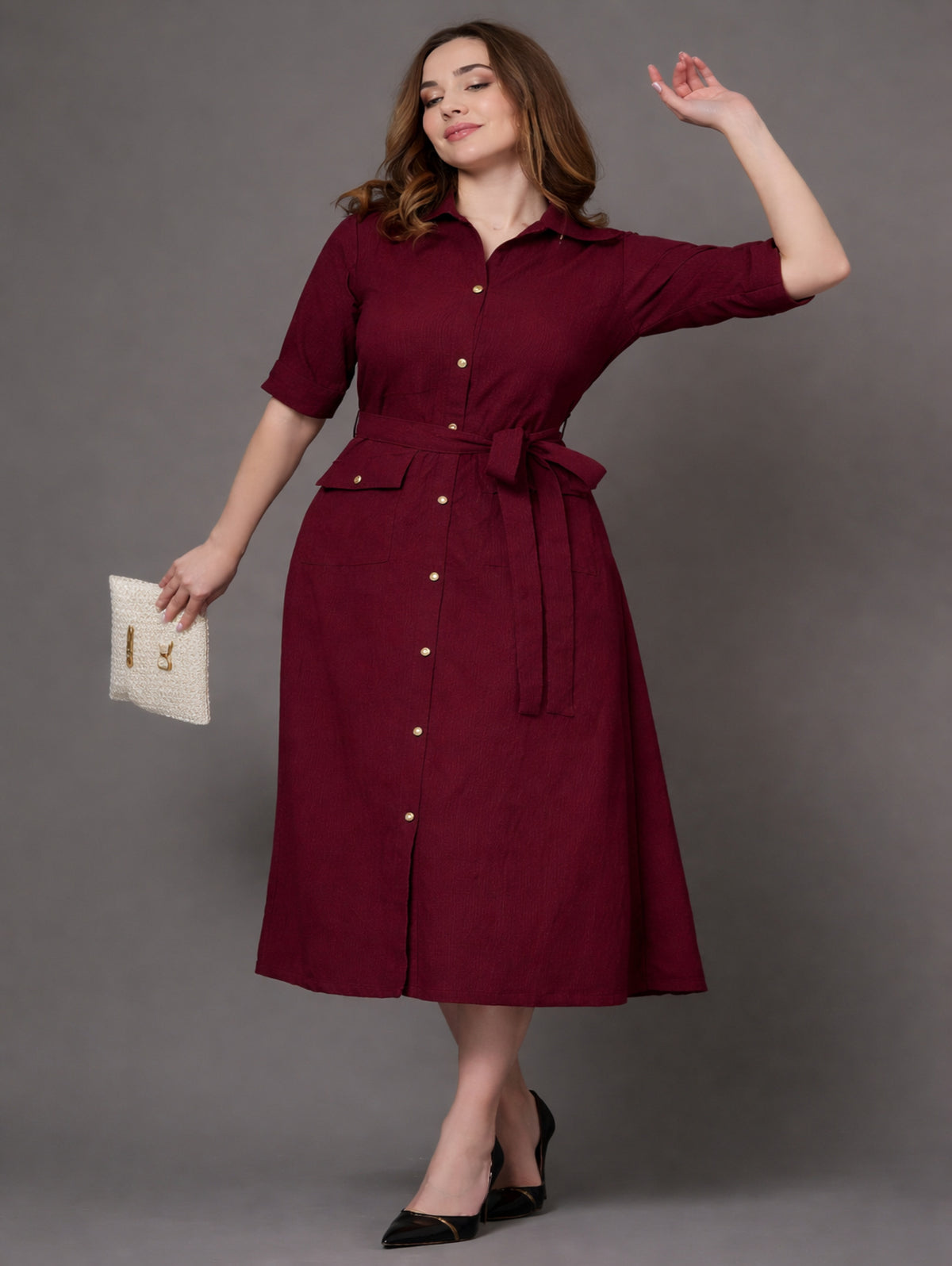 Burgundy Muse Shirt Dress