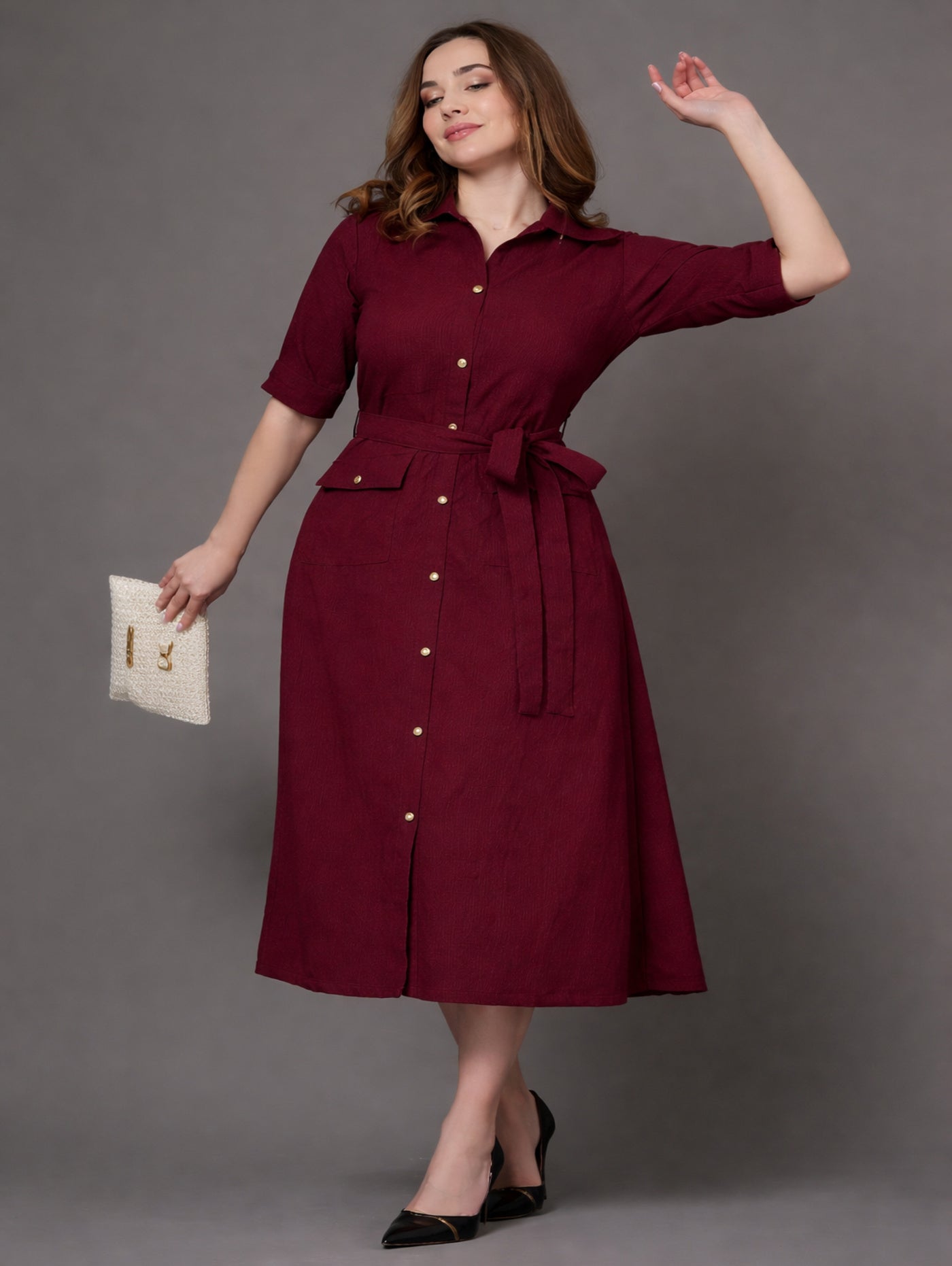Burgundy Muse Shirt Dress