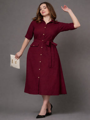 Burgundy Muse Shirt Dress